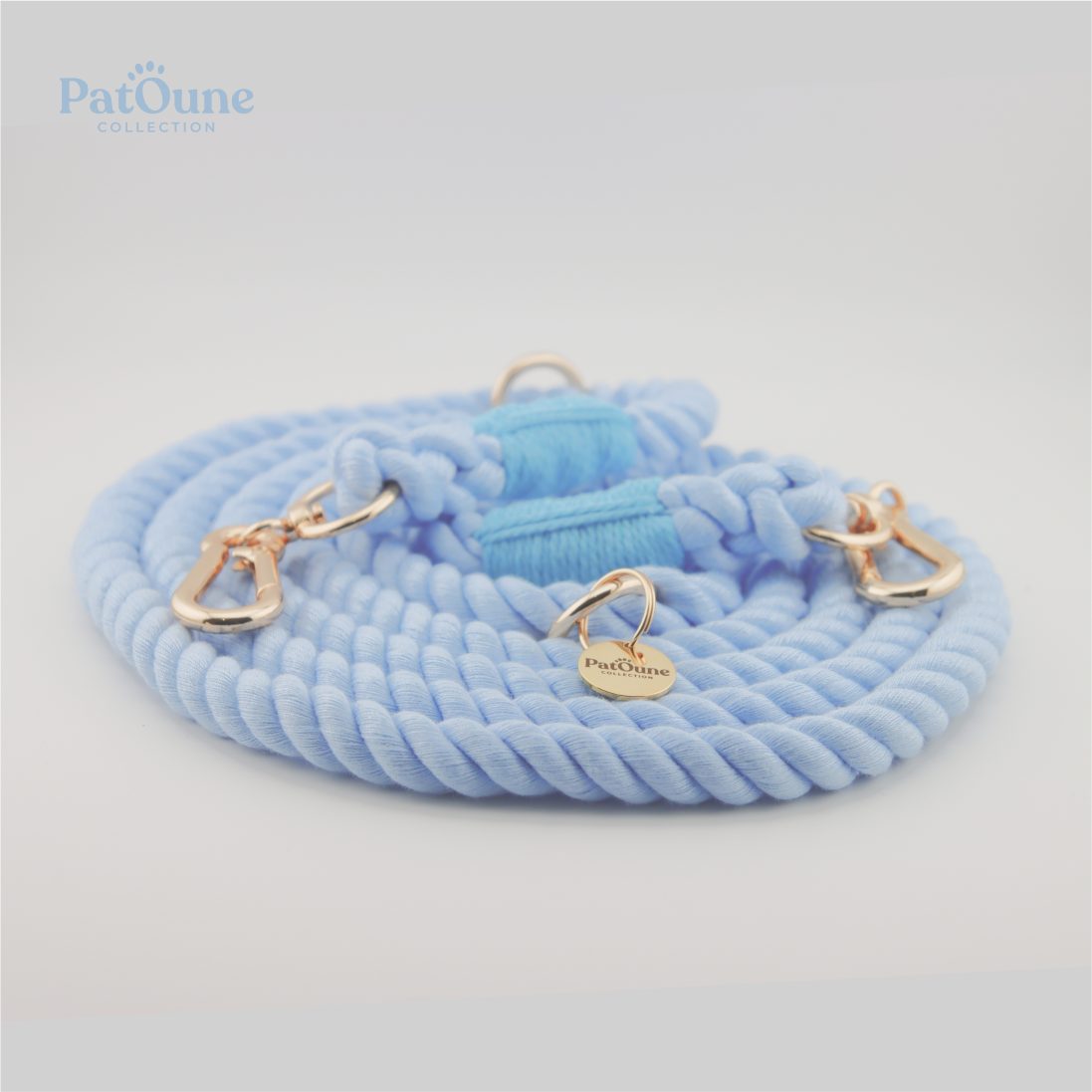 Ensemble Complet Chien Personnalisé en Corde - Bleu Clair